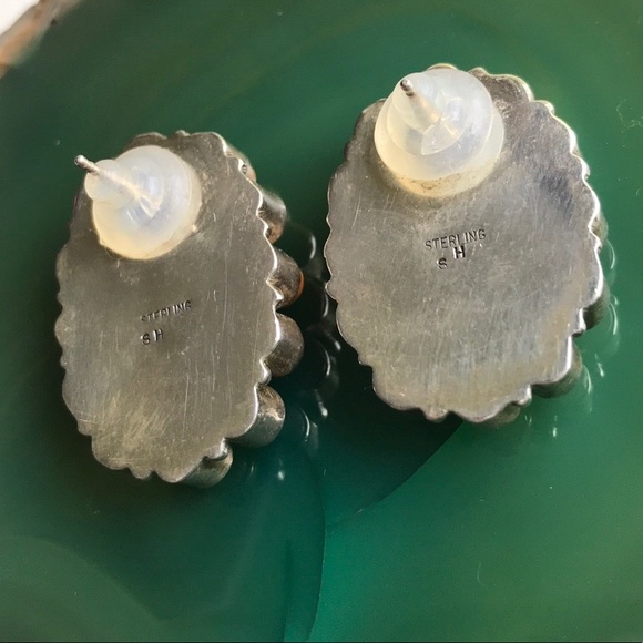 *SOLD* Native American Turquoise & Coral Earrings - Picture 3 of 6